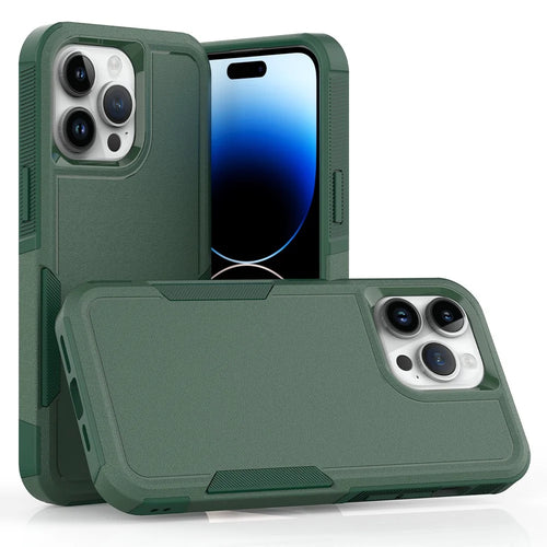 For iPhone 15 Pro Max Mobile Phone Back Cover PC+TPU Drop Protection Case - Dark Green - 1