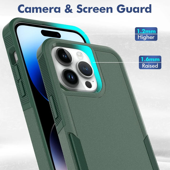 For iPhone 15 Pro Max Mobile Phone Back Cover PC+TPU Drop Protection Case - Dark Green - 2