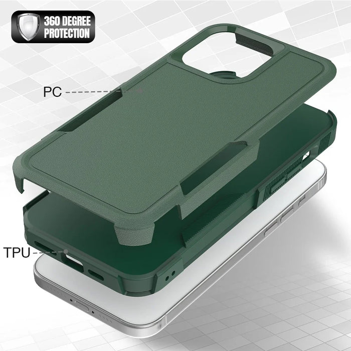 For iPhone 15 Pro Max Mobile Phone Back Cover PC+TPU Drop Protection Case - Dark Green - 3