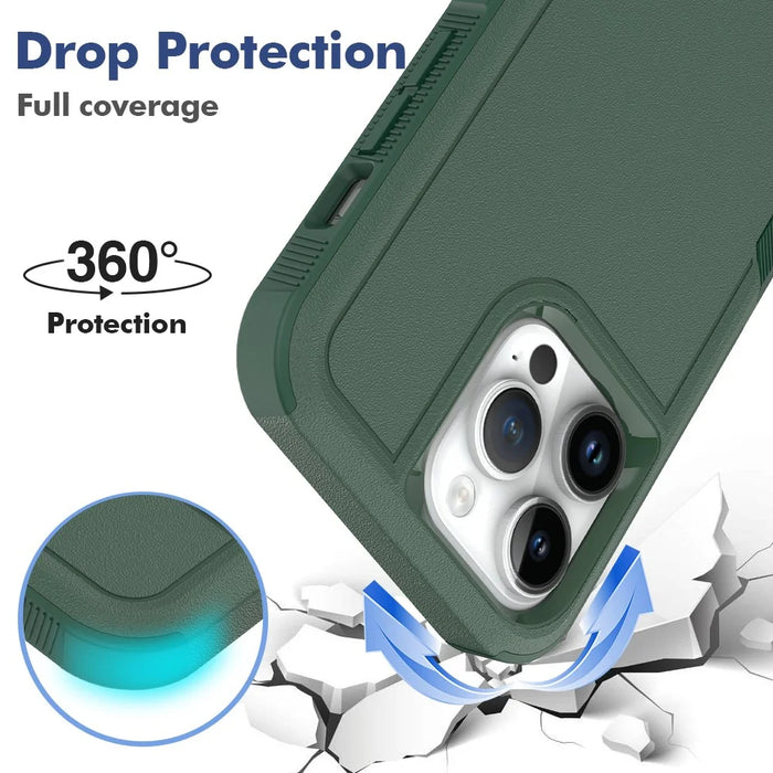 For iPhone 15 Pro Max Mobile Phone Back Cover PC+TPU Drop Protection Case - Dark Green - 4