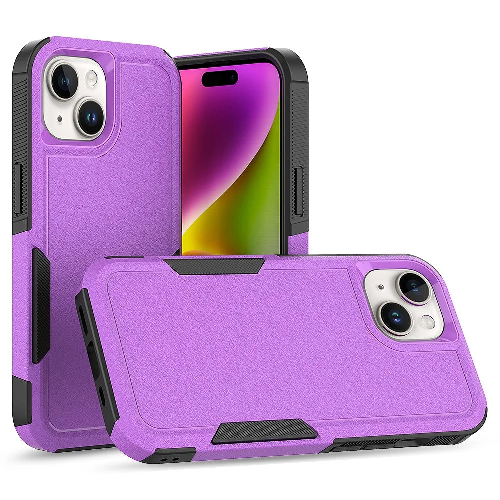 For iPhone 15 Dual Layer Protection PC+TPU Cover Anti-fall Phone Case - Purple - 1