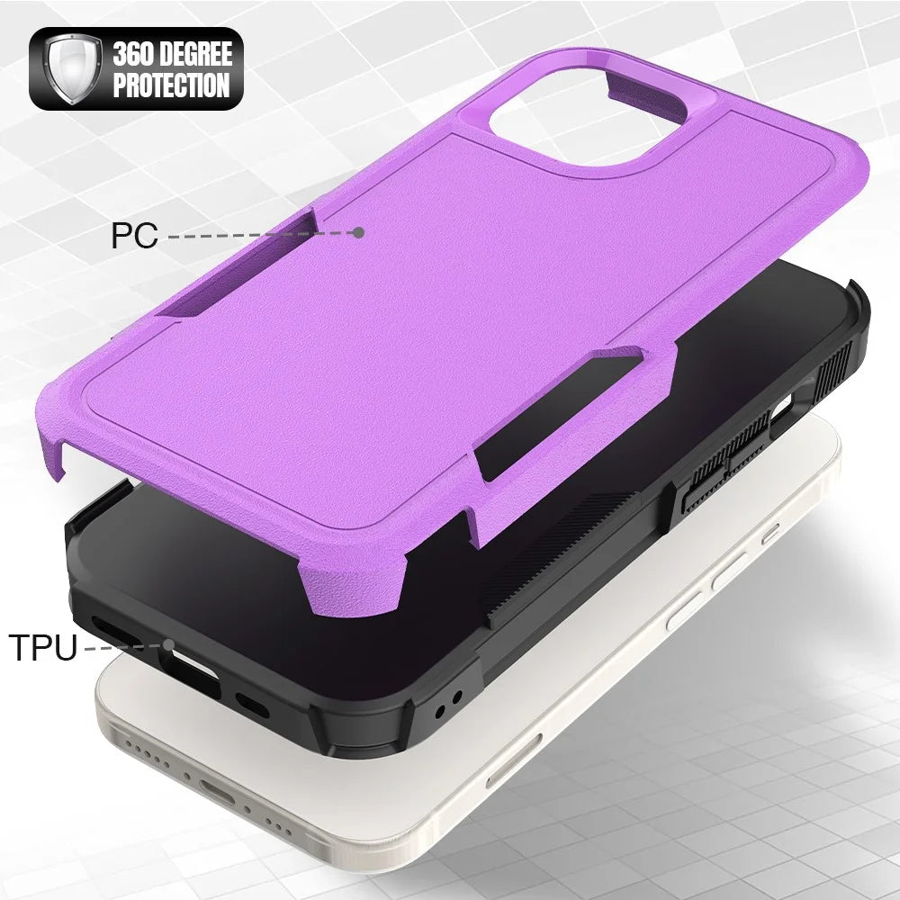 For iPhone 15 Dual Layer Protection PC+TPU Cover Anti-fall Phone Case - Purple - 3