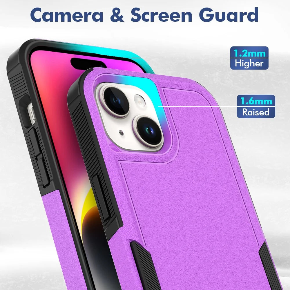 For iPhone 15 Dual Layer Protection PC+TPU Cover Anti-fall Phone Case - Purple - 4