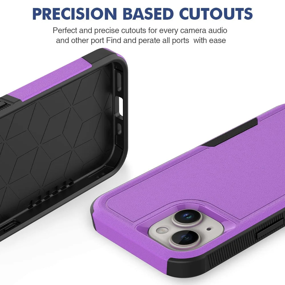 For iPhone 15 Dual Layer Protection PC+TPU Cover Anti-fall Phone Case - Purple - 5