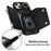 For iPhone 15  Zipper Wallet Phone Case PU Leather+TPU Ring Kickstand Back Cover with 2 Straps - Black - 6