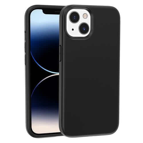 For iPhone 15 Plus PC + TPU Hybrid Phone Shell Anti-Scratch Phone Case Rubberized Surface Cover - Black - 1