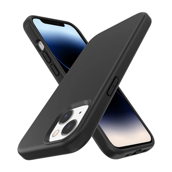 For iPhone 15 Plus PC + TPU Hybrid Phone Shell Anti-Scratch Phone Case Rubberized Surface Cover - Black - 4