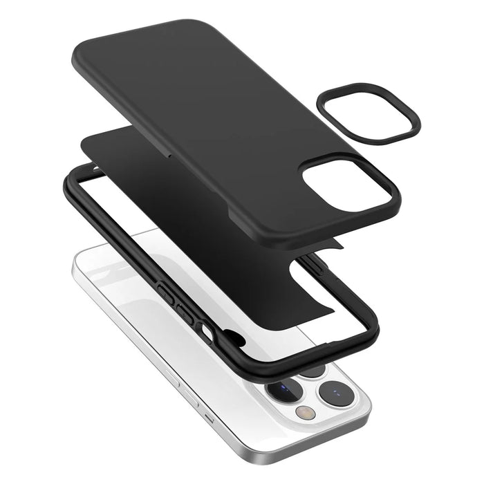 For iPhone 15 Pro Max PC + TPU Hybrid Phone Shell Anti-Scratch Rubberized Surface Phone Case Cover - Black - 2