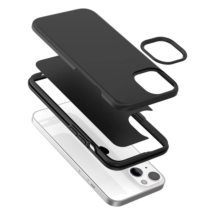 For iPhone 15 Rubberized Surface PC + TPU Hybrid Phone Shell Anti-Scratch Phone Case Cover - Black - 2