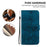 For iPhone 15 Pro Max PU Leather Wallet Stand Cover Imprinted Lily Flower Phone Case Shockproof Phone Shell - Dark Blue - 4
