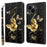 For iPhone 15 Protective Wallet Cover PU Leather 3D Pattern Printing Stand Phone Case with Strap - Golden Butterfly - 1