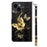 For iPhone 15 Protective Wallet Cover PU Leather 3D Pattern Printing Stand Phone Case with Strap - Golden Butterfly - 7