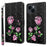 For iPhone 15 Plus PU Leather Wallet Case Flip Stand 3D Pattern Printing Phone Cover with Strap - Rose Flower - 1
