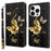 For iPhone 15 Pro Max PU Leather Phone Case Wallet Stand 3D Pattern Printing Folio Cover with Strap - Golden Butterfly - 1