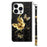 For iPhone 15 Pro Max PU Leather Phone Case Wallet Stand 3D Pattern Printing Folio Cover with Strap - Golden Butterfly - 7