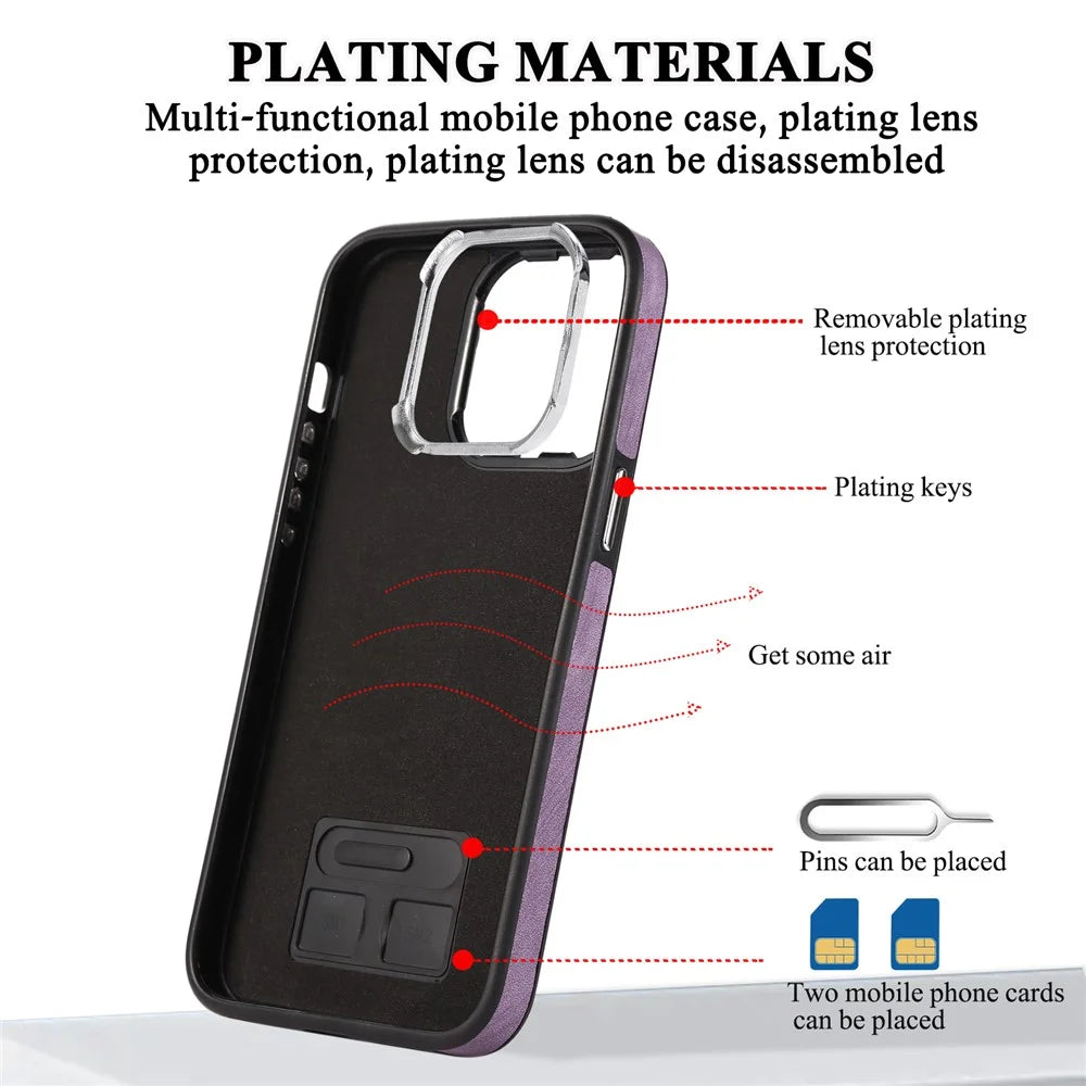 For iPhone 15 Plus Zipper Pocket Phone Case Leather+TPU Kickstand Cover with Hand Strap and Shoulder Strap - Purple - 7