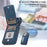 For iPhone 15 Pro Max Kickstand Phone Cover PU Leather Coated TPU Zipper Pocket Case with Hand Strap - Blue - 3