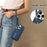 For iPhone 15 Pro Max Kickstand Phone Cover PU Leather Coated TPU Zipper Pocket Case with Hand Strap - Blue - 7