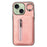 Kickstand Zipper Pocket Phone Case for iPhone 15 Plus , PU Leather Coated TPU Cover with Hand Strap - Pink - 1