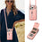 Kickstand Zipper Pocket Phone Case for iPhone 15 Plus , PU Leather Coated TPU Cover with Hand Strap - Pink - 2