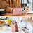 Kickstand Zipper Pocket Phone Case for iPhone 15 Plus , PU Leather Coated TPU Cover with Hand Strap - Pink - 3