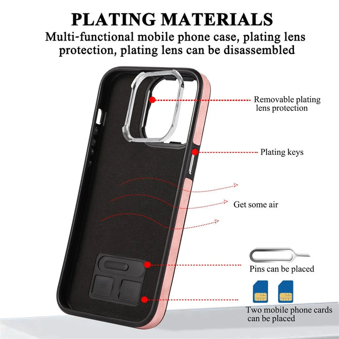 Kickstand Zipper Pocket Phone Case for iPhone 15 Plus , PU Leather Coated TPU Cover with Hand Strap - Pink - 7