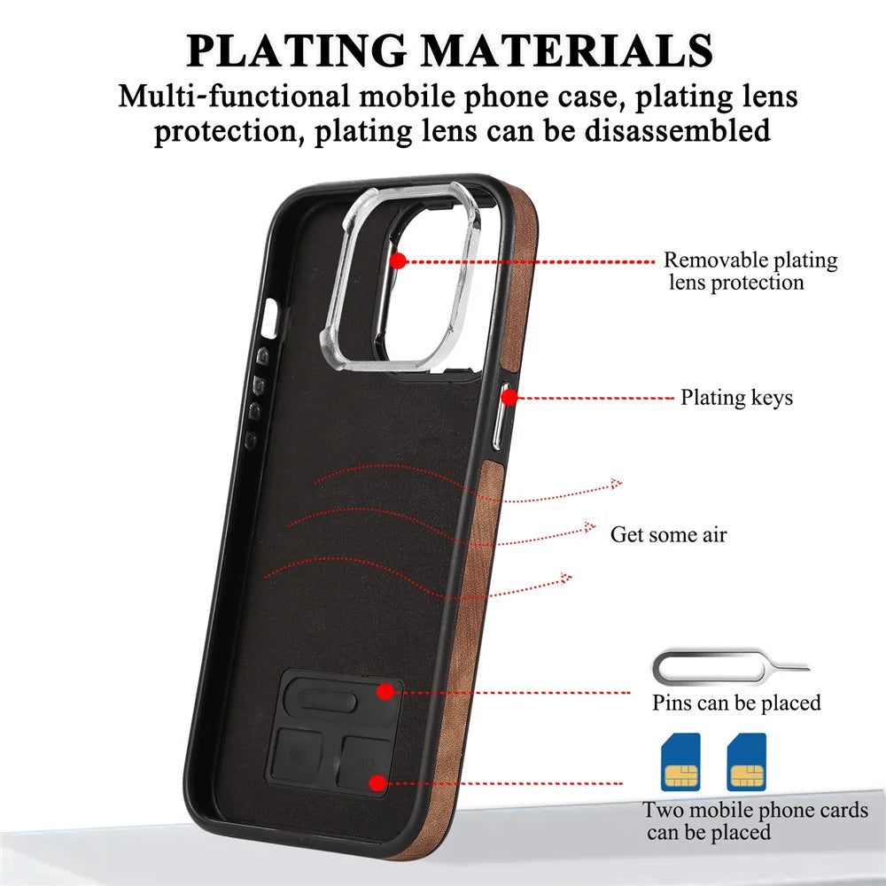 Zipper Pocket Leather+TPU Case for iPhone 15 , Kickstand Phone Cover with Hand Strap and Shoulder Strap - Brown - 7