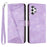 For Samsung Galaxy A32 5G / M32 5G Phone Case Triangle Imprinted Leather Stand Wallet Cover with Strap - Purple - 1