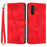 For Samsung Galaxy A54 5G Leather Wallet Folding Stand Phone Cover Triangle Imprinted Shell with Strap - Red - 1