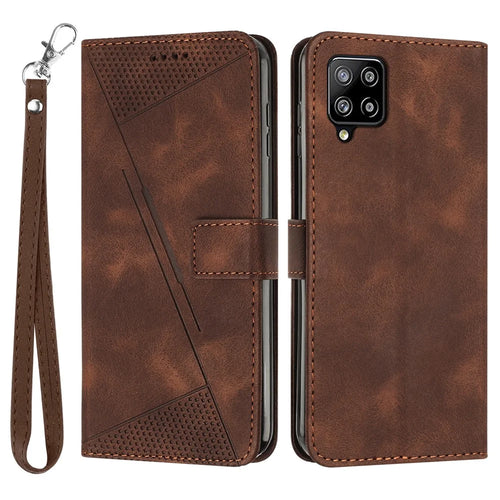 For Samsung Galaxy A22 4G (EU Version) / M32 (India Version) / M32 (Global Version) 4G / F22 / M22 Leather Phone Cover Imprinted Wallet Stand Case - Brown - 1