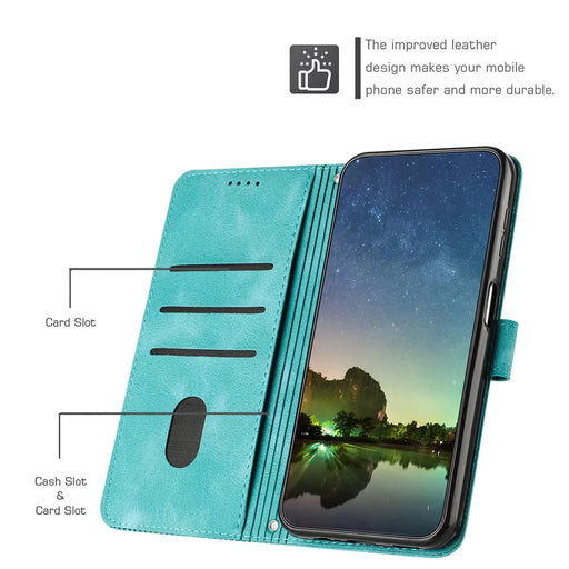 For iPhone 12 / iPhone 12 Pro 6.1 inch PU Leather Stand Phone Case Triangle Imprinted Wallet Cover with Strap - Green - 2