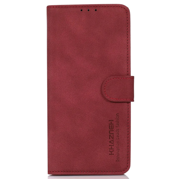 KHAZNEH Smartphone Case for Nothing Phone (2) Textured PU Leather Wallet Stand Cover - Red - 6
