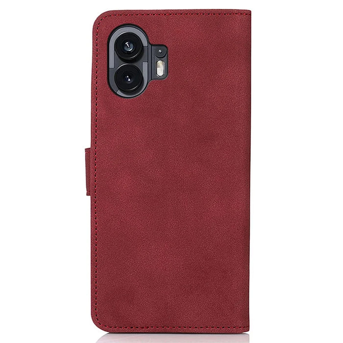 KHAZNEH Smartphone Case for Nothing Phone (2) Textured PU Leather Wallet Stand Cover - Red - 7