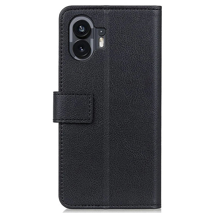For Nothing Phone (2) Textured PU Leather Phone Cover Anti-drop Stand Wallet Case - Black - 7