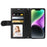 HANMAN Miki Series Zipper Pocket Phone Case for iPhone 14 , PU Leather Wallet Stand Cover with Shoulder Strap - Black - 2