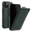 MELKCO For iPhone 13 Vertical Flip Phone Case Litchi Texture Genuine Cow Leather+PC Protective Shell Cover - Dark Green - 1