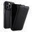 MELKCO For iPhone 13 Pro Litchi Texture Phone Case Genuine Cow Leather+PC Vertical Flip Back Cover - Black - 1