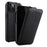 MELKCO For iPhone 14 Genuine Cow Leather+PC Shell Vertical Flip Litchi Texture Protection Phone Cover - Black - 1