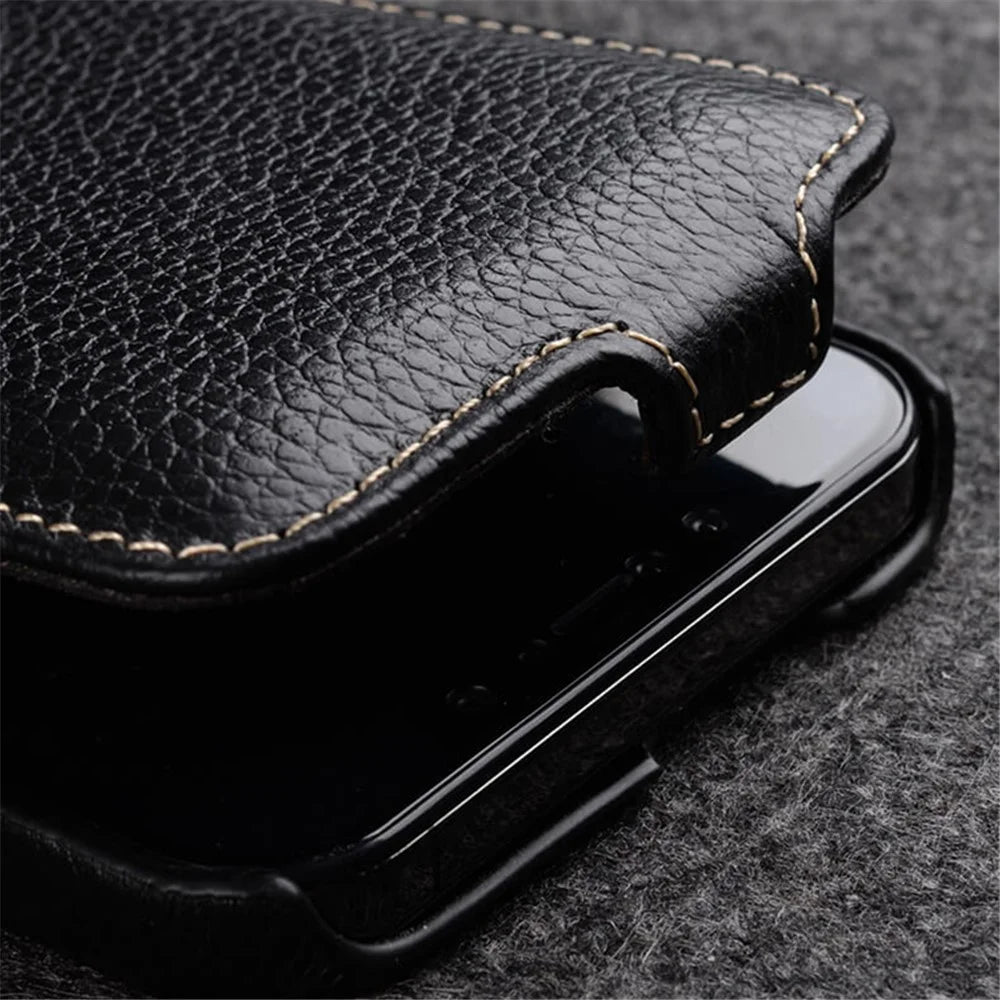 MELKCO For iPhone 14 Pro Max Genuine Cow Leather+PC Cover Litchi Texture Vertical Flip Protective Phone Case - Purple - 4