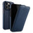 MELKCO For iPhone 13 Pro Max Phone Protective Shell Litchi Texture Genuine Cow Leather+PC Vertical Flip Case - Dark Blue - 1