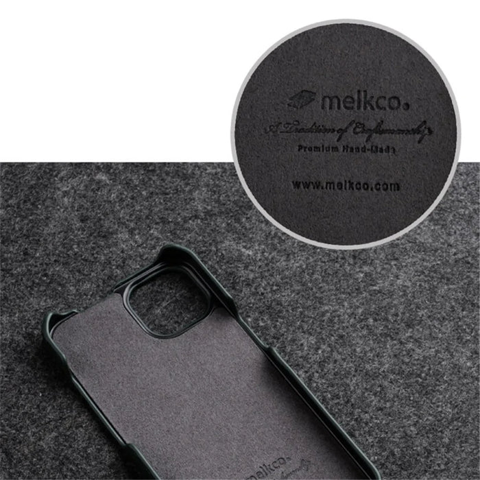 MELKCO For iPhone 13 Pro Max Phone Protective Shell Litchi Texture Genuine Cow Leather+PC Vertical Flip Case - Dark Blue - 3