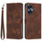Wallet Cover for Realme C55 , Horizontal Stand Triangle Imprinted Leather Phone Case with Strap - Brown - 1