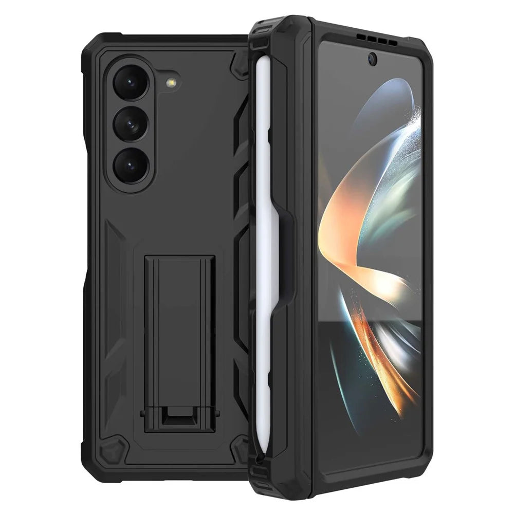 GW30 Kickstand Phone Case for Samsung Galaxy Z Fold5 5G Hard PC Protective Cover with Pencil Slot - Black - 1