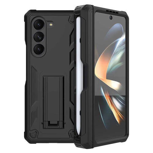 GW30 Kickstand Phone Case for Samsung Galaxy Z Fold5 5G Hard PC Protective Cover with Pencil Slot - Black - 1