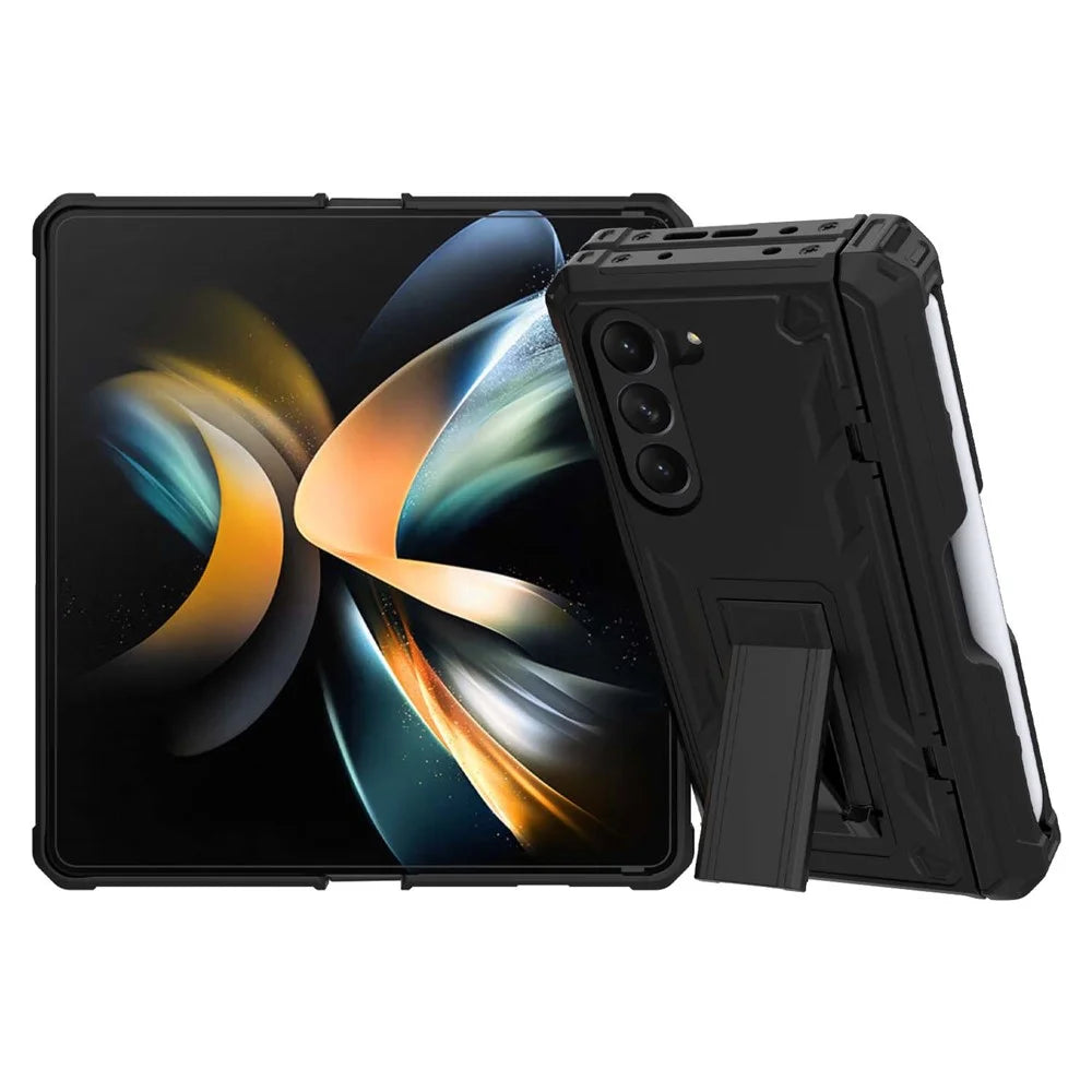 GW30 Kickstand Phone Case for Samsung Galaxy Z Fold5 5G Hard PC Protective Cover with Pencil Slot - Black - 2