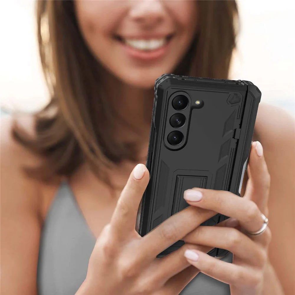 GW30 Kickstand Phone Case for Samsung Galaxy Z Fold5 5G Hard PC Protective Cover with Pencil Slot - Black - 6