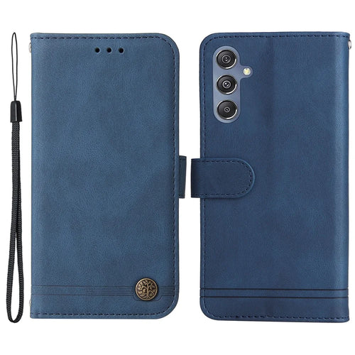 For Samsung Galaxy F34 5G / M34 5G Leather Wallet Cases Skin Touch Phone Cover Stand with Strap - Blue - 1