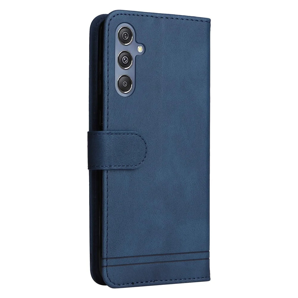 For Samsung Galaxy F34 5G / M34 5G Leather Wallet Cases Skin Touch Phone Cover Stand with Strap - Blue - 7