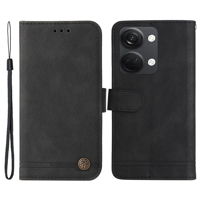 For OnePlus Nord 3 5G / Ace 2V Leather Wallet Cases Skin Touch Phone Cover Stand with Strap - Black - 1