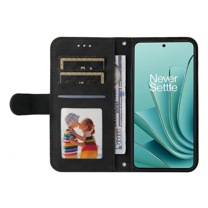 For OnePlus Nord 3 5G / Ace 2V Leather Wallet Cases Skin Touch Phone Cover Stand with Strap - Black - 2